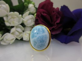 Larimar kostbar Silber Fingerring Bicolor Größe 55